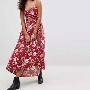 Hollister Floral Maxi Dress with Cutout